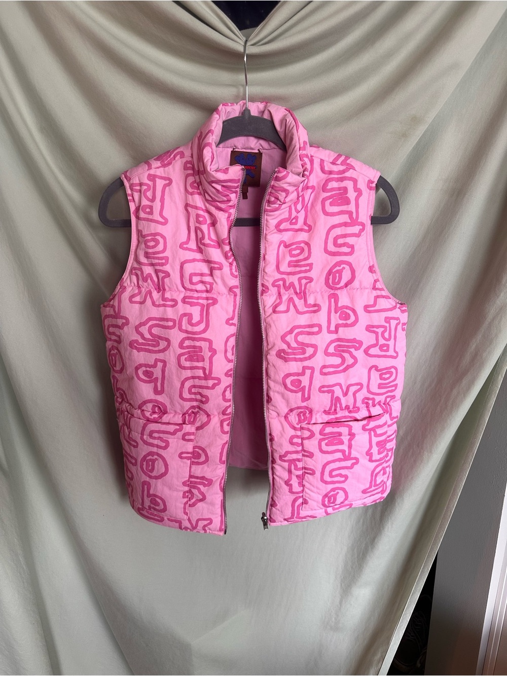 Pink Patterned Puffer Vest - Kids